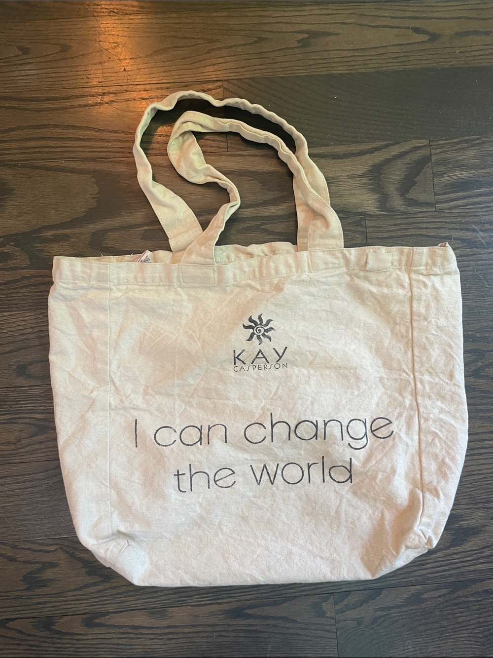 Mary Kay cream Canvas Tote Bag - "I Can Change The World" 13” x 13”